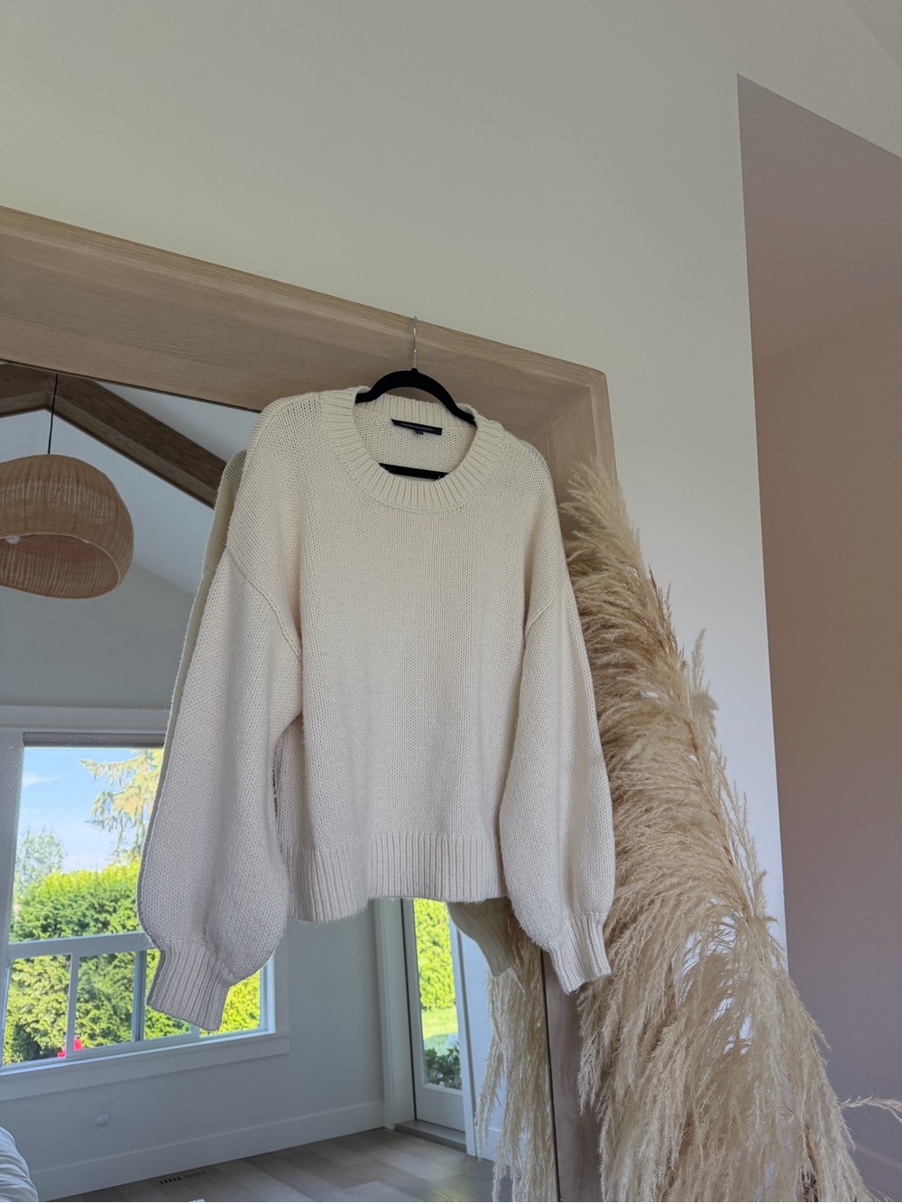 French Connection Cream Drop-Shoulder Crewneck Sweater